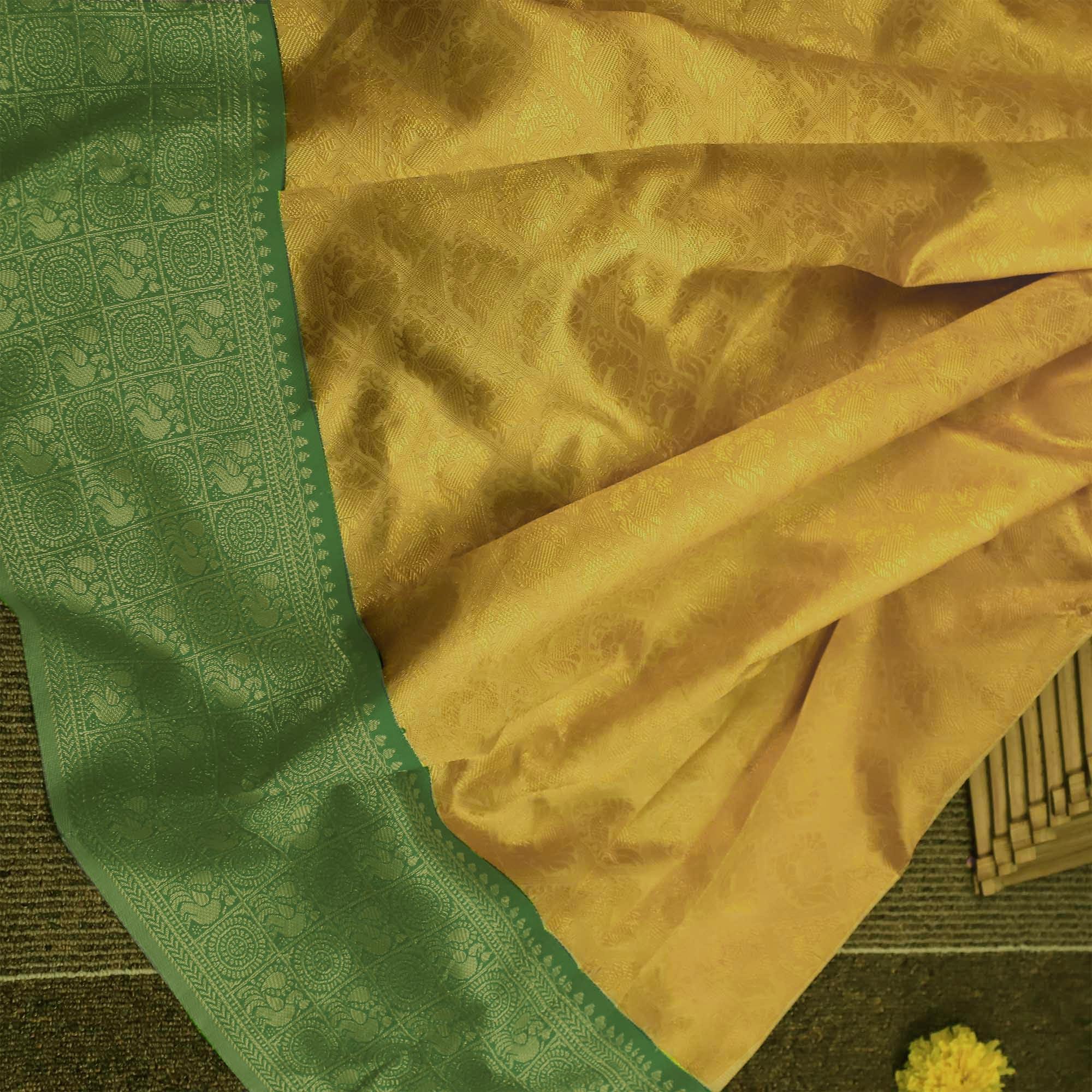 Ravishing Cream Colored Festive Wear Woven Soft Silk Saree - Peachmode