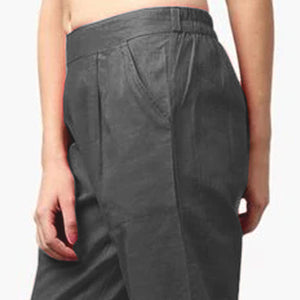Ravishing Gray Colored Casual Wear Cotton Pant - Peachmode