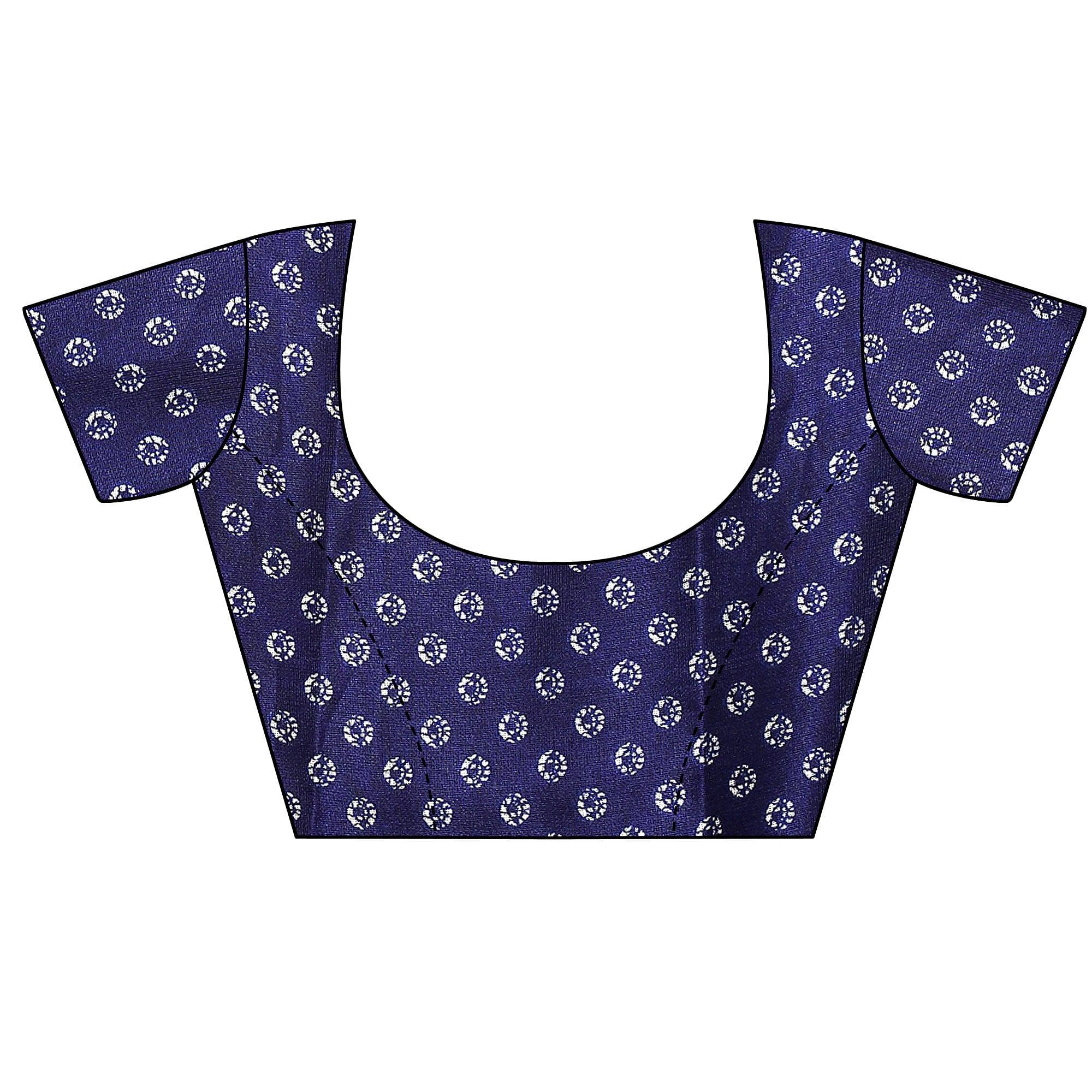Ravishing Navy Blue Colored Casual Wear Printed Jute Silk Saree - Peachmode