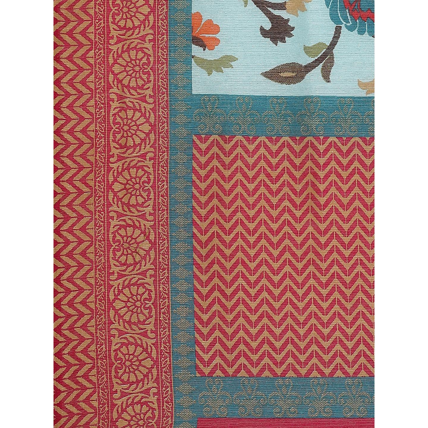 Ravishing Sky Blue Colored Casual Wear Printed Silk blend Saree - Peachmode