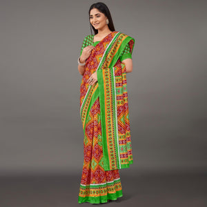 Red Casual Wear Bandhani Printed Art Silk Saree - Peachmode