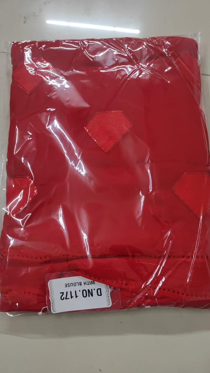 Red Embroidered With Embellished Georgette Saree - Peachmode