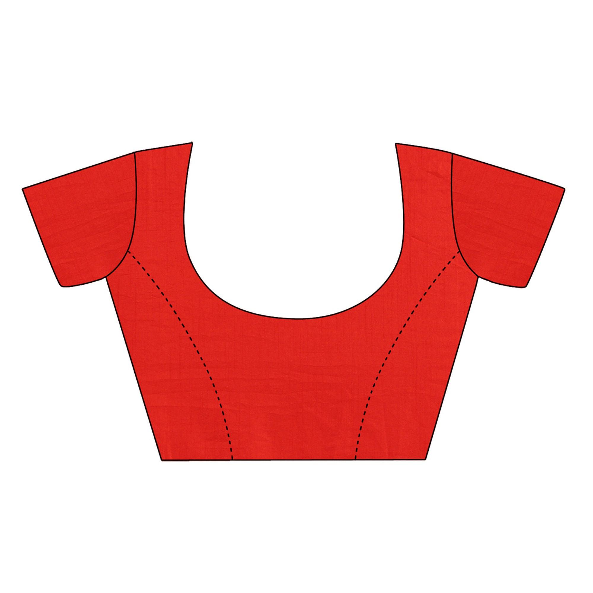 Red Festive Wear Lace Work Silk Saree - Peachmode