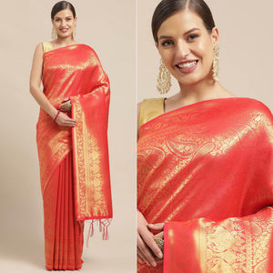 Red Festive Wear Weaving Kanjivaram Silk Saree - Peachmode