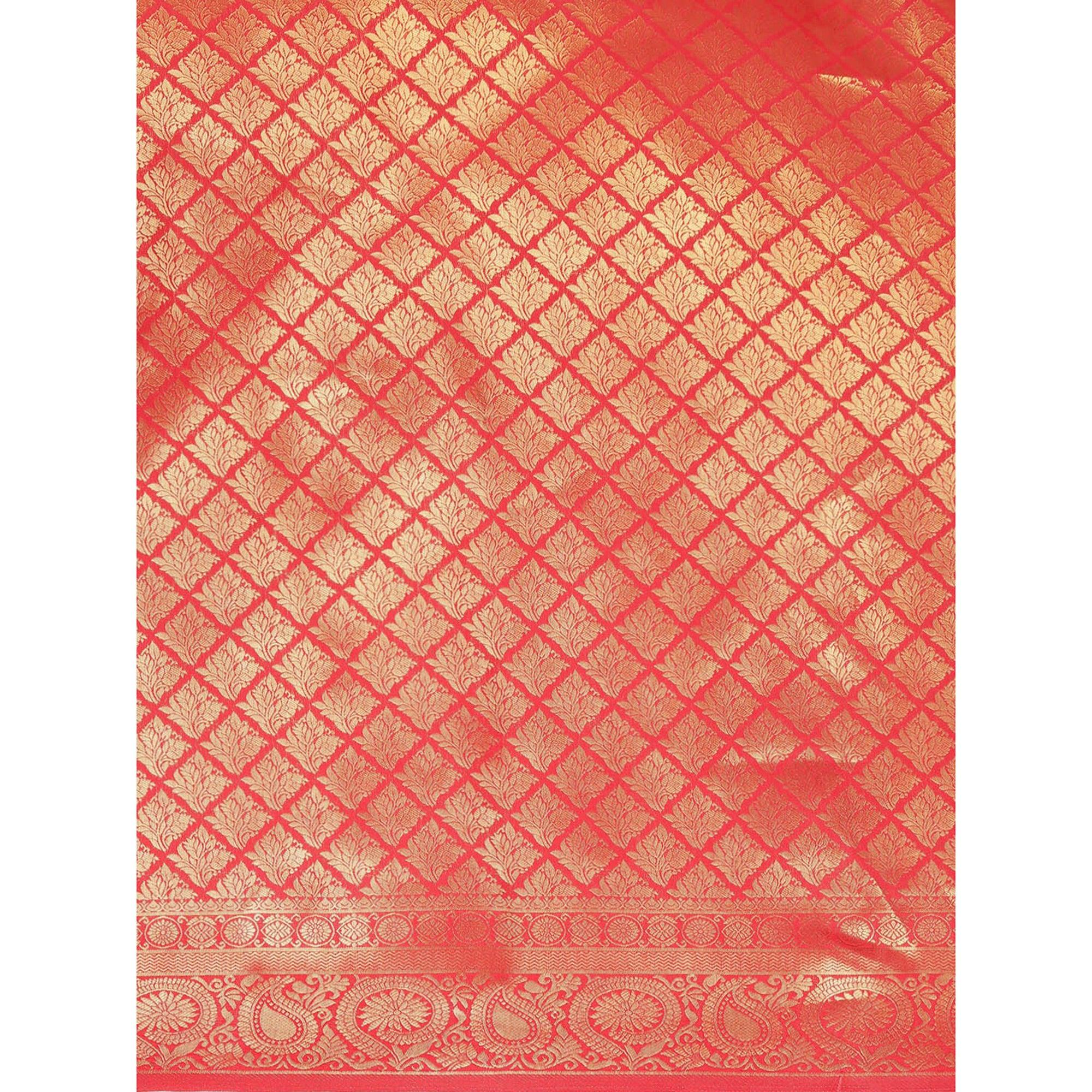 Red Festive Wear Weaving Kanjivaram Silk Saree - Peachmode
