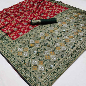 Red Festive Wear Woven Heavy Silk Saree - Peachmode