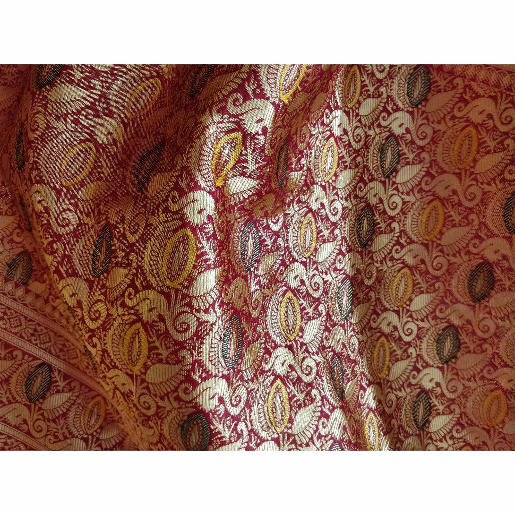 Red Festive Wear Woven Jacquard Banarasi Saree - Peachmode
