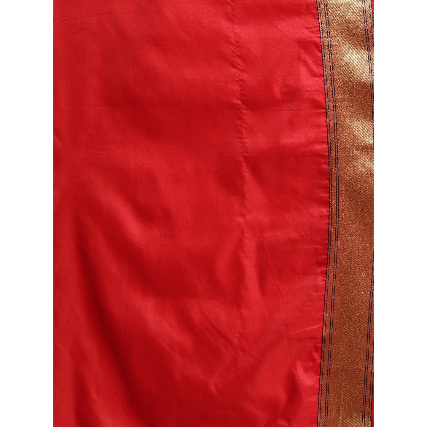 Red Festive Wear Woven Kanjivaram Silk Saree - Peachmode