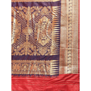 Red Festive Wear Woven Kanjivaram Silk Saree - Peachmode