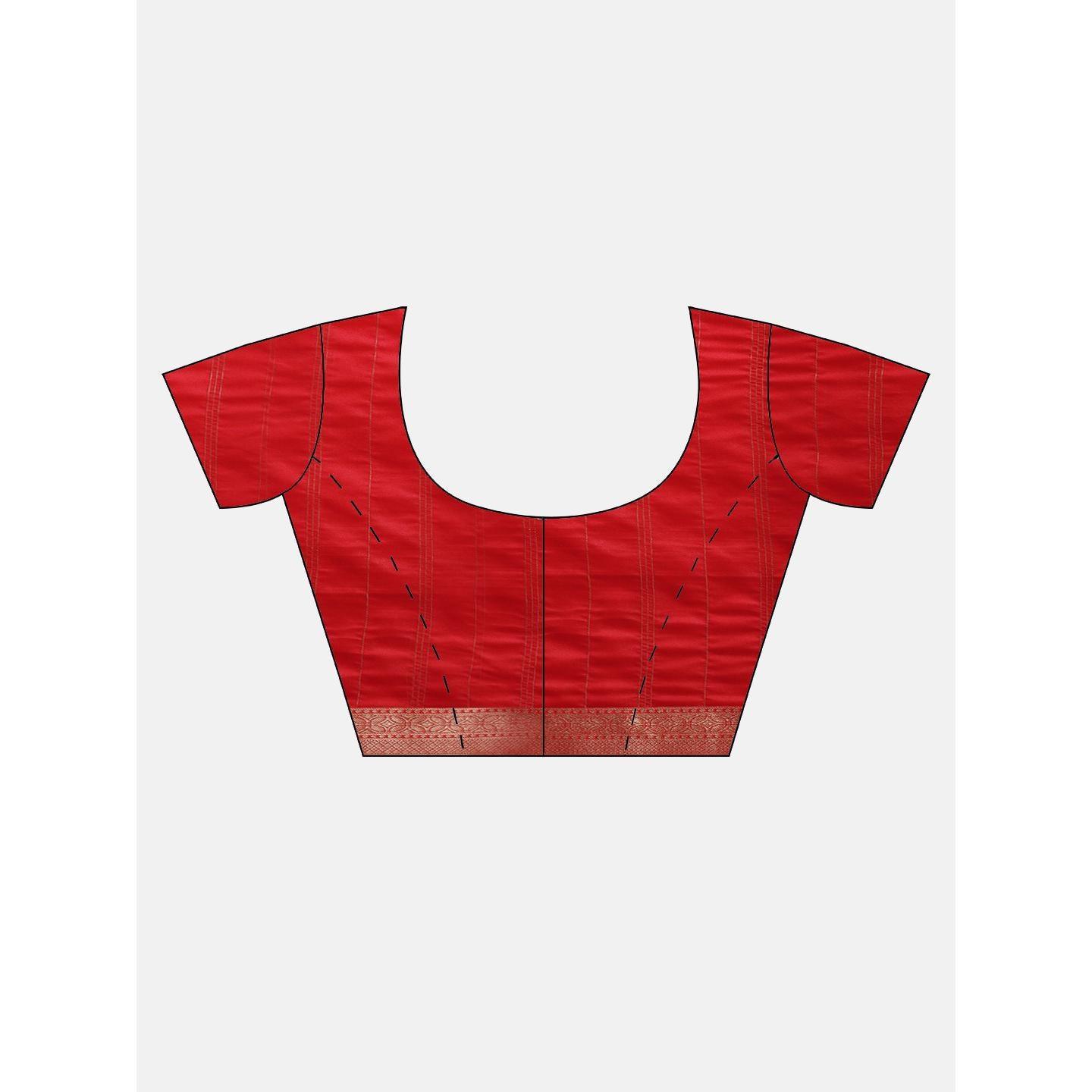 Red Festive Wear Woven Kanjivaram Silk Saree - Peachmode