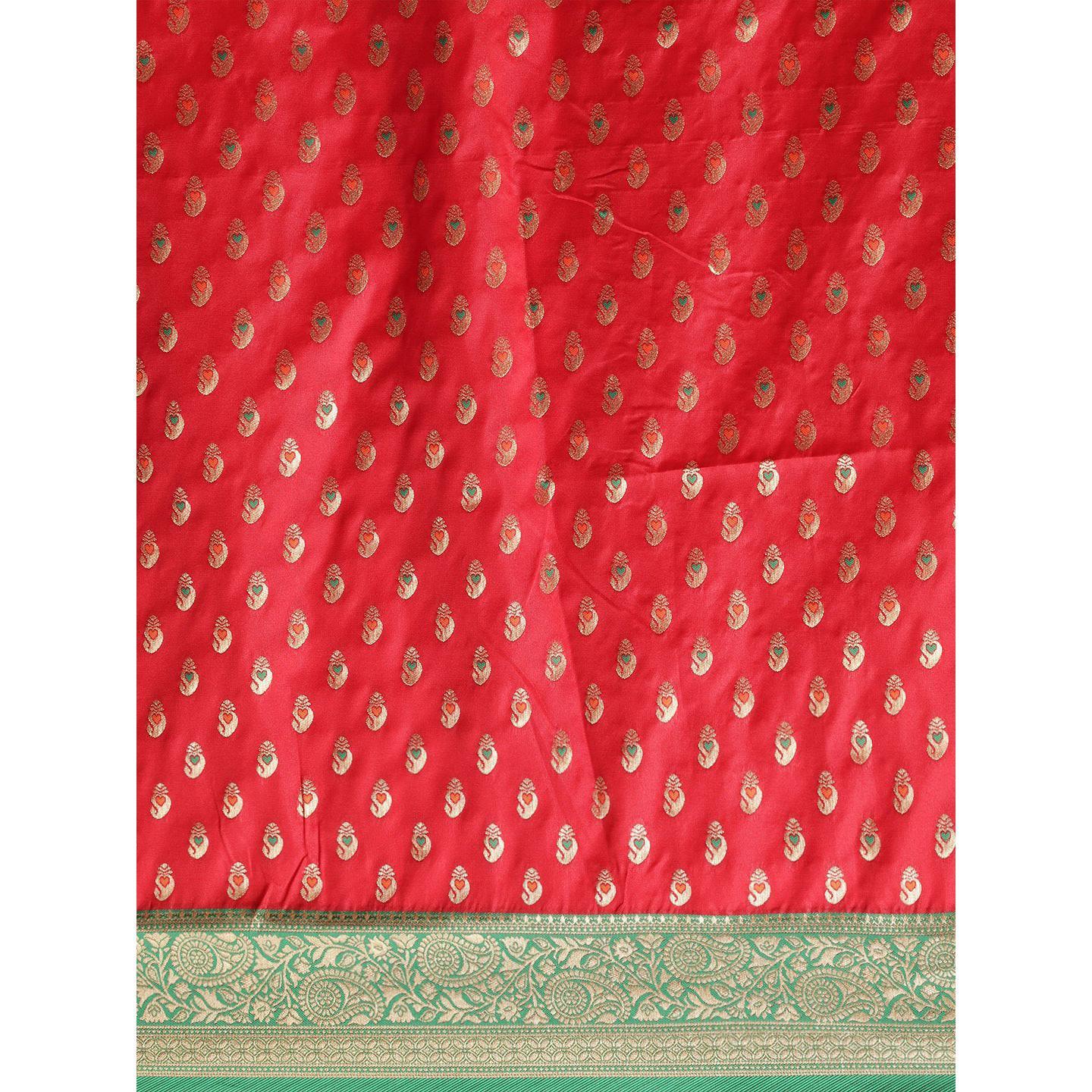 Red Festive Wear Woven Kanjivaram Silk Saree - Peachmode