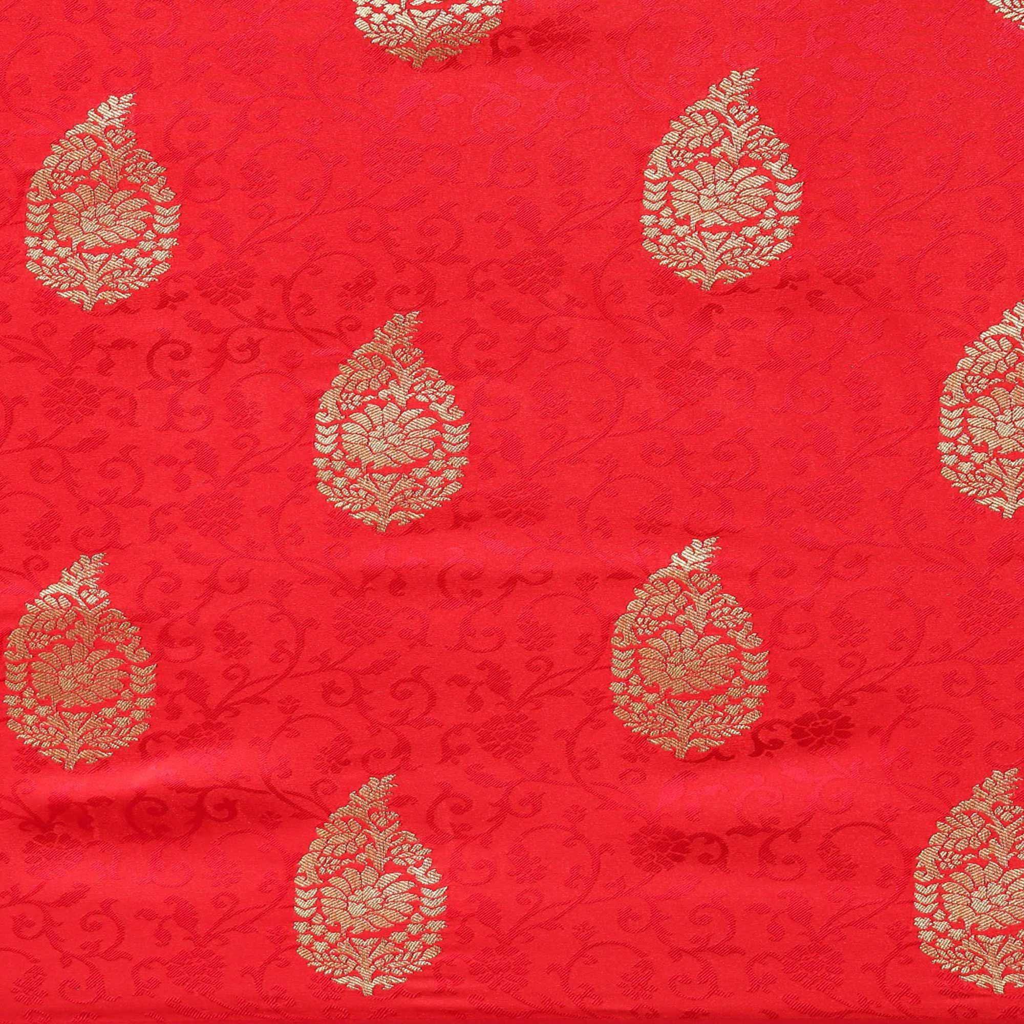 Red Festive Wear Woven Kanjivaram Silk Saree - Peachmode