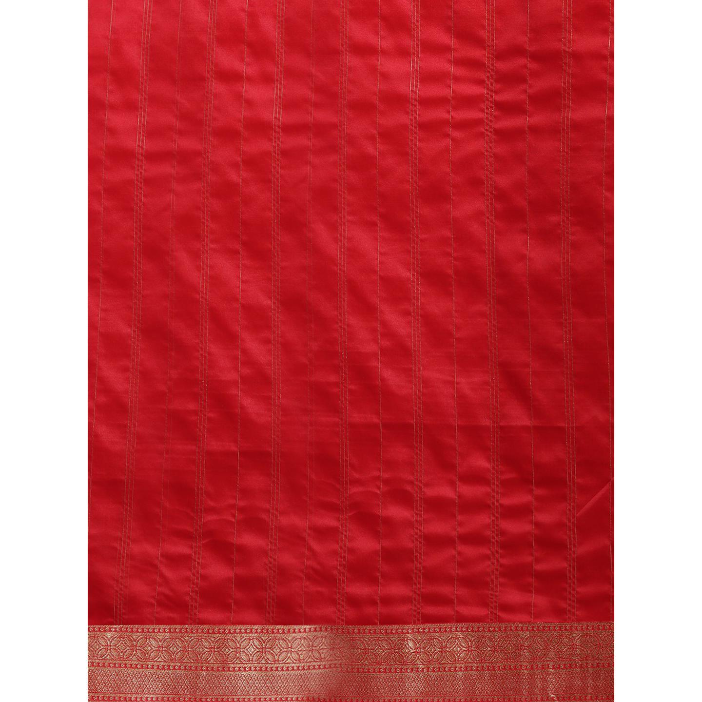 Red Festive Wear Woven Kanjivaram Silk Saree - Peachmode