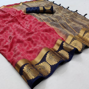 Red Festive Wear Woven Kanjiwaram Art Silk Saree - Peachmode