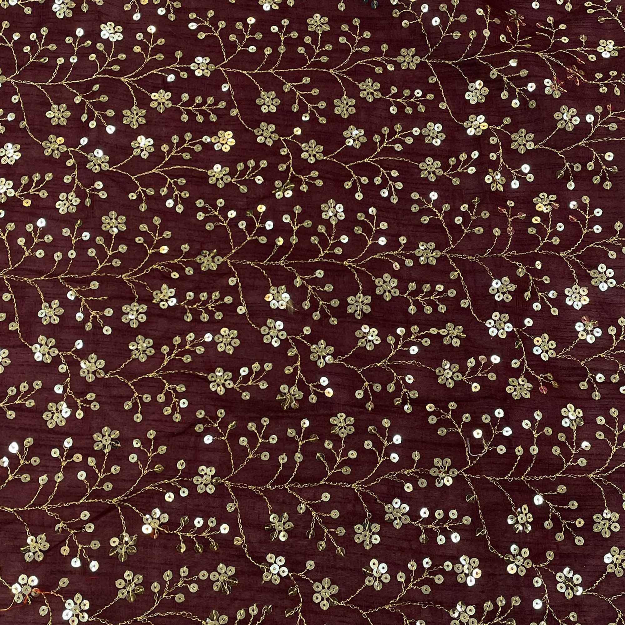 Red Partywear Sequence Embroidered Lace Silk Saree - Peachmode