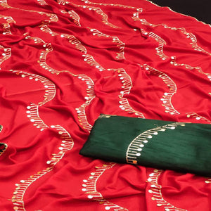Red Partywear Sequence Work Georgette Saree - Peachmode