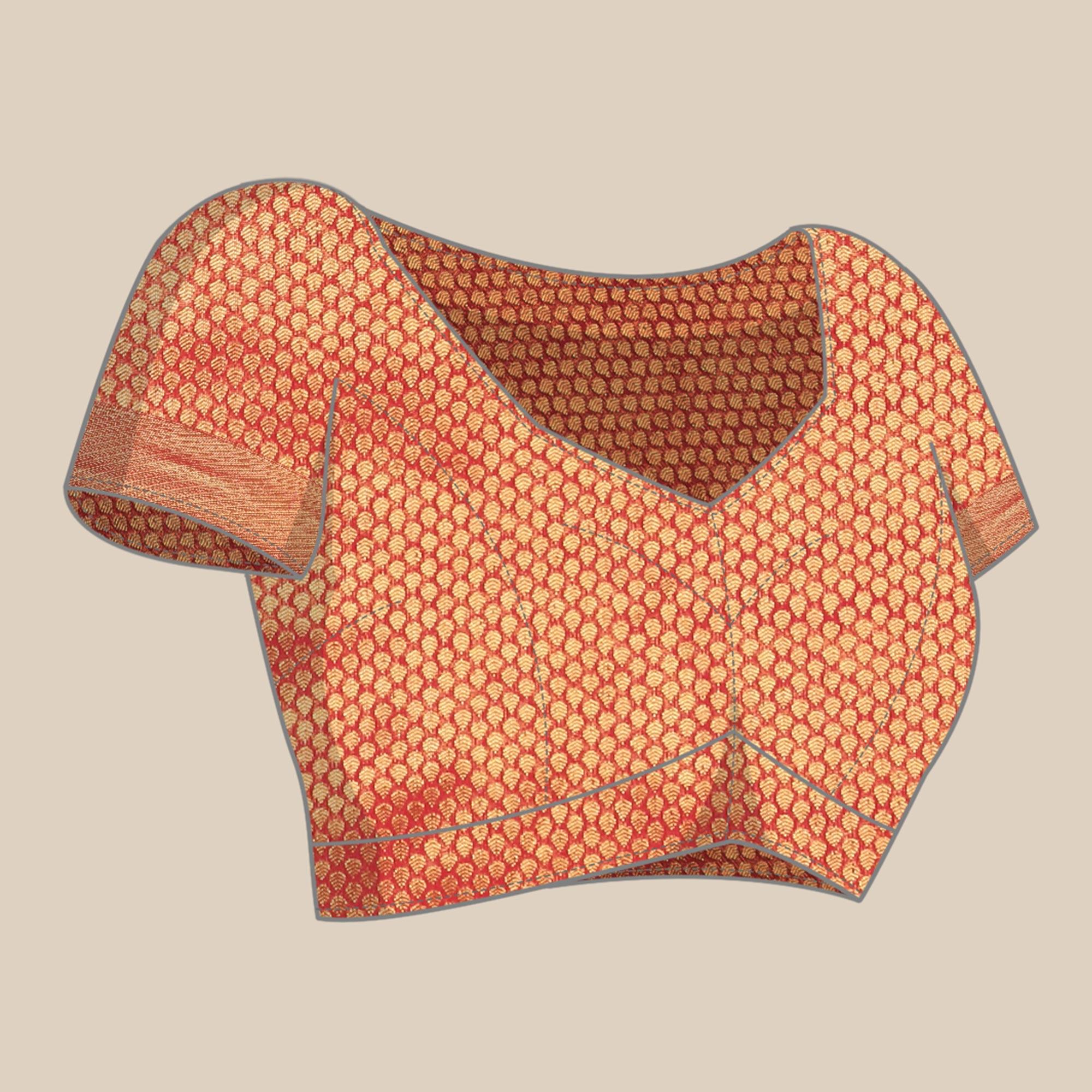 Red Woven Kanjivaram Silk Saree With Tassels - Peachmode