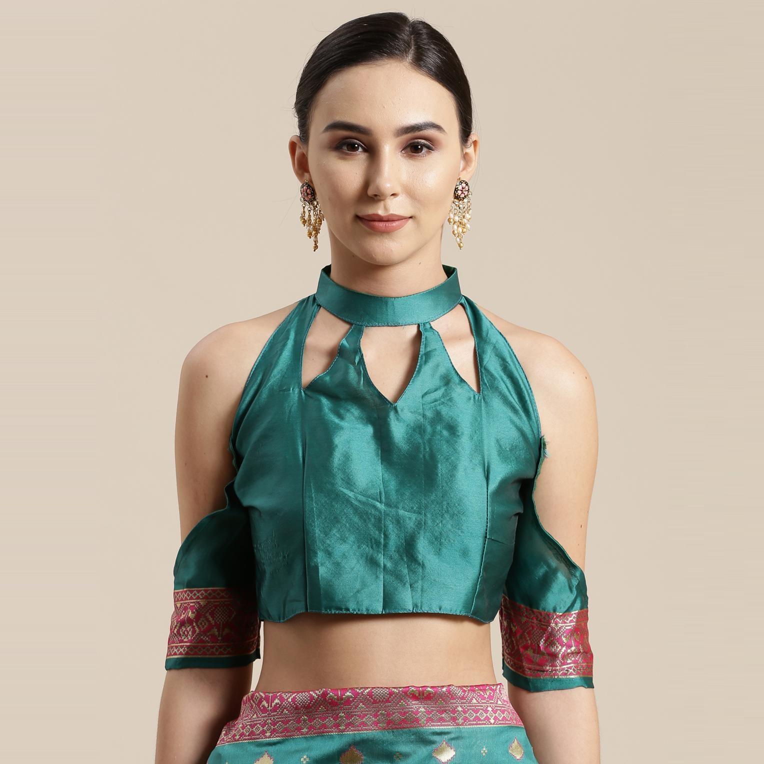 Refreshing Teal Green Colored Festive Wear Woven Silk Belnd Saree With Tassels - Peachmode
