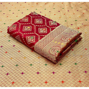 Rose Pink Woven Organza Saree - Peachmode