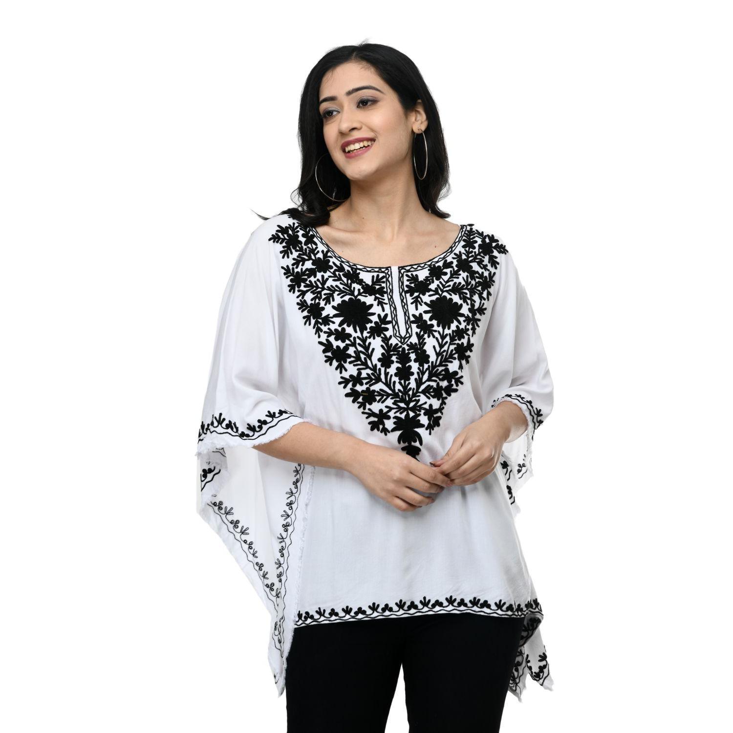 SAAKAA - Women's Poly Cotton White Regular Top - Peachmode