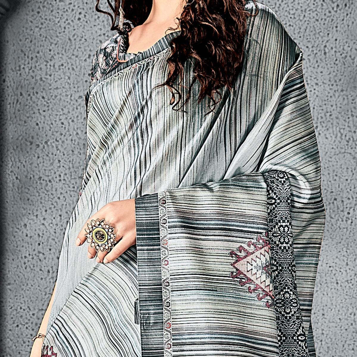 Sareemall Olive Festive Manipuri Silk Geometric Saree With Unstitched Blouse - Peachmode