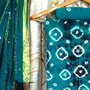 Sea Green Casual Wear Printed Pure Cotton Dress Material - Peachmode