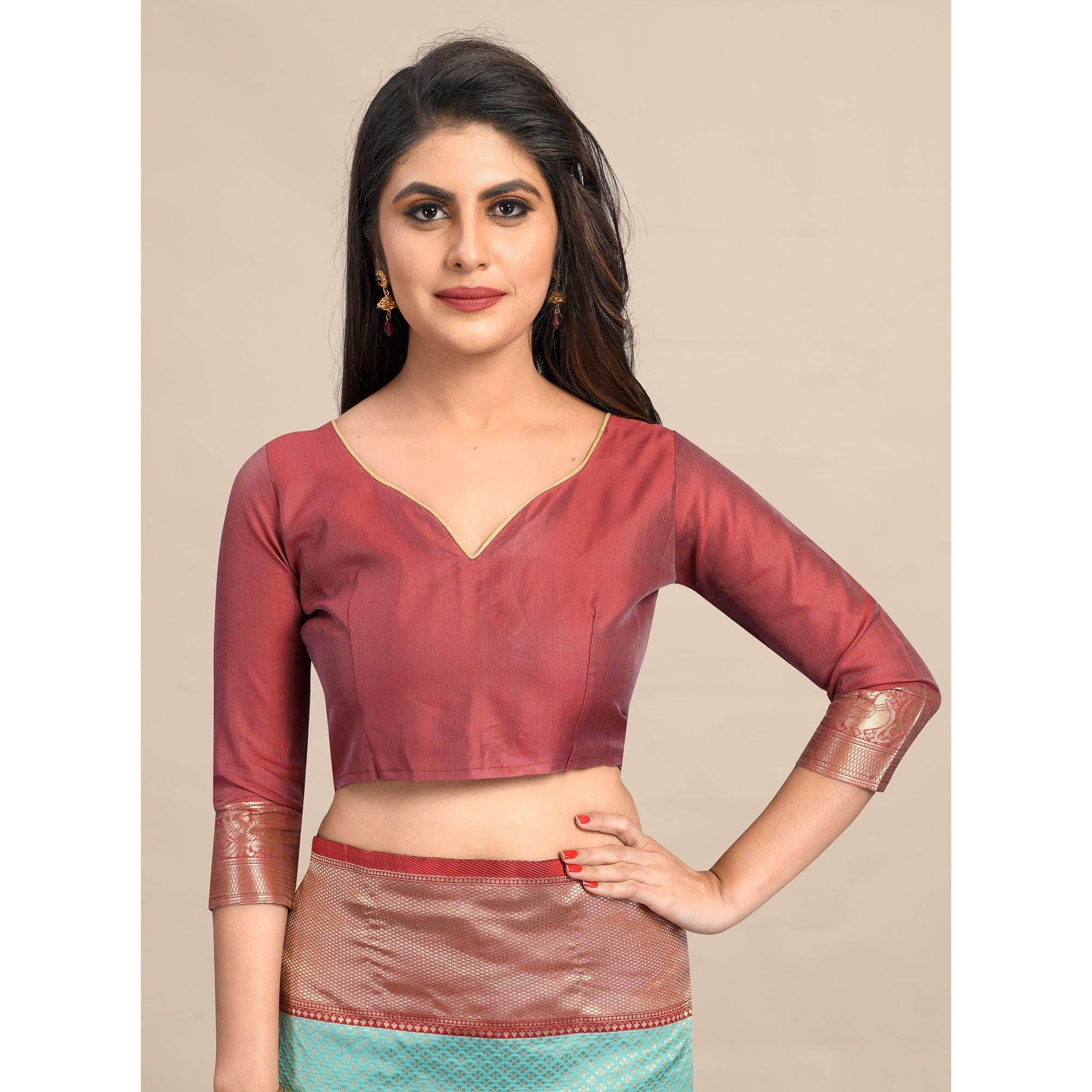 Sea Green-Maroon Festive Wear Rich Woven Border Soft Banarasi Silk Saree - Peachmode