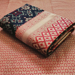 Sensational Black Colored Festive Wear Woven Patola Silk Saree - Peachmode