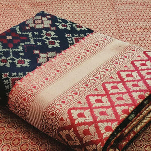 Sensational Black Colored Festive Wear Woven Patola Silk Saree - Peachmode