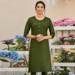 Sensational Green Colored Casual Wear Solid Pure Rayon Kurti - Peachmode