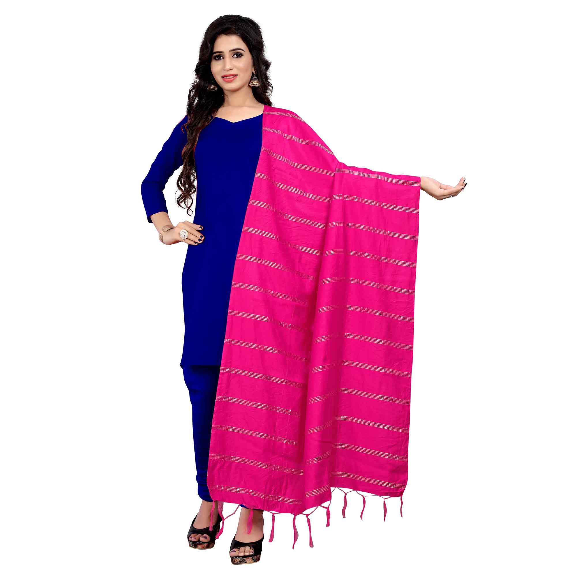 Sensational Pink Colored Festive Wear Cotton Dupatta - Peachmode