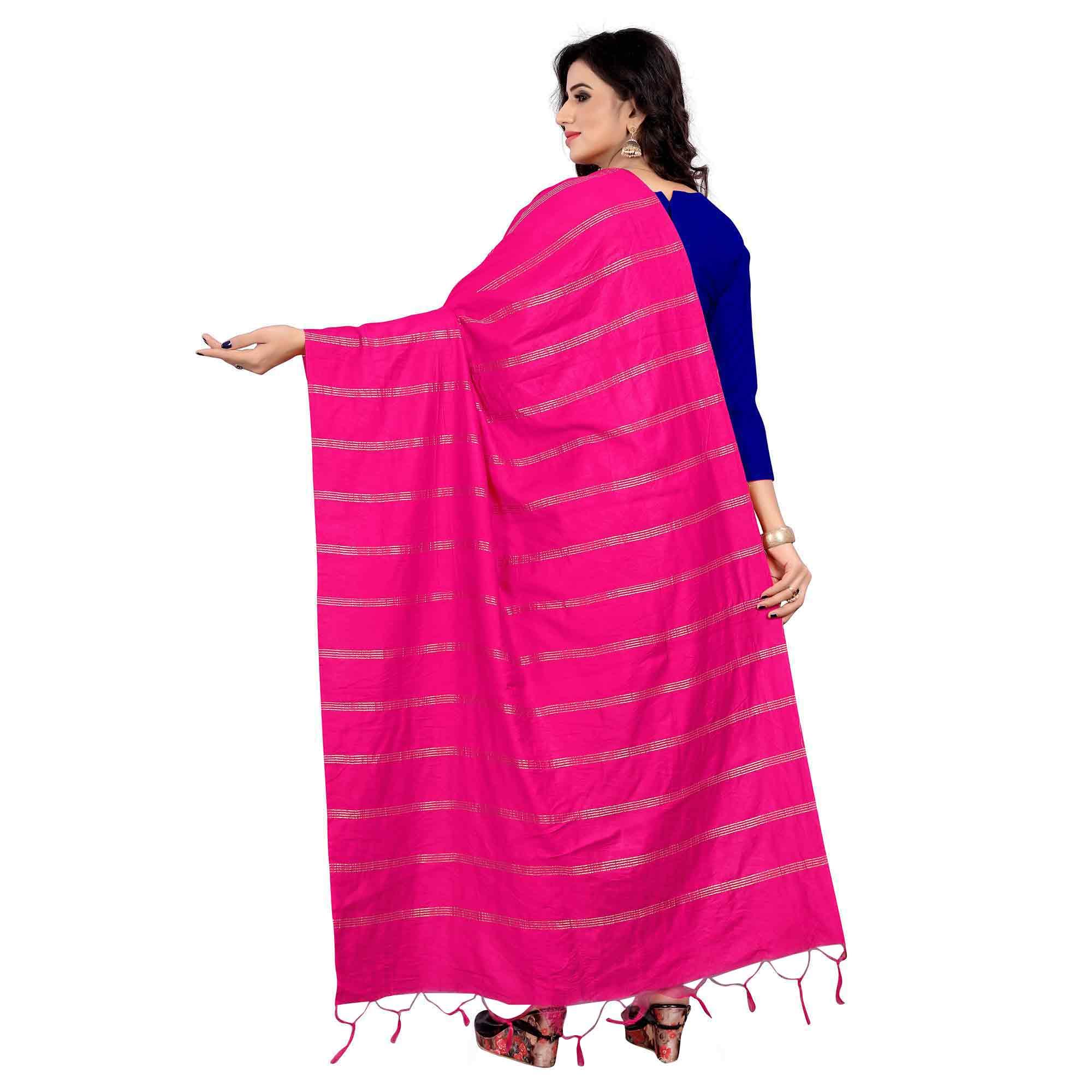 Sensational Pink Colored Festive Wear Cotton Dupatta - Peachmode