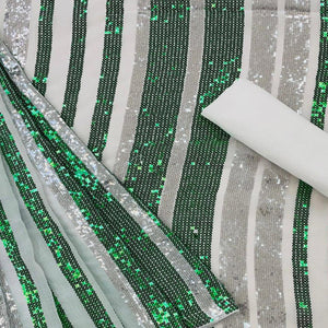 Silver-Green Partywear Sequence Embroidered Georgette Saree - Peachmode