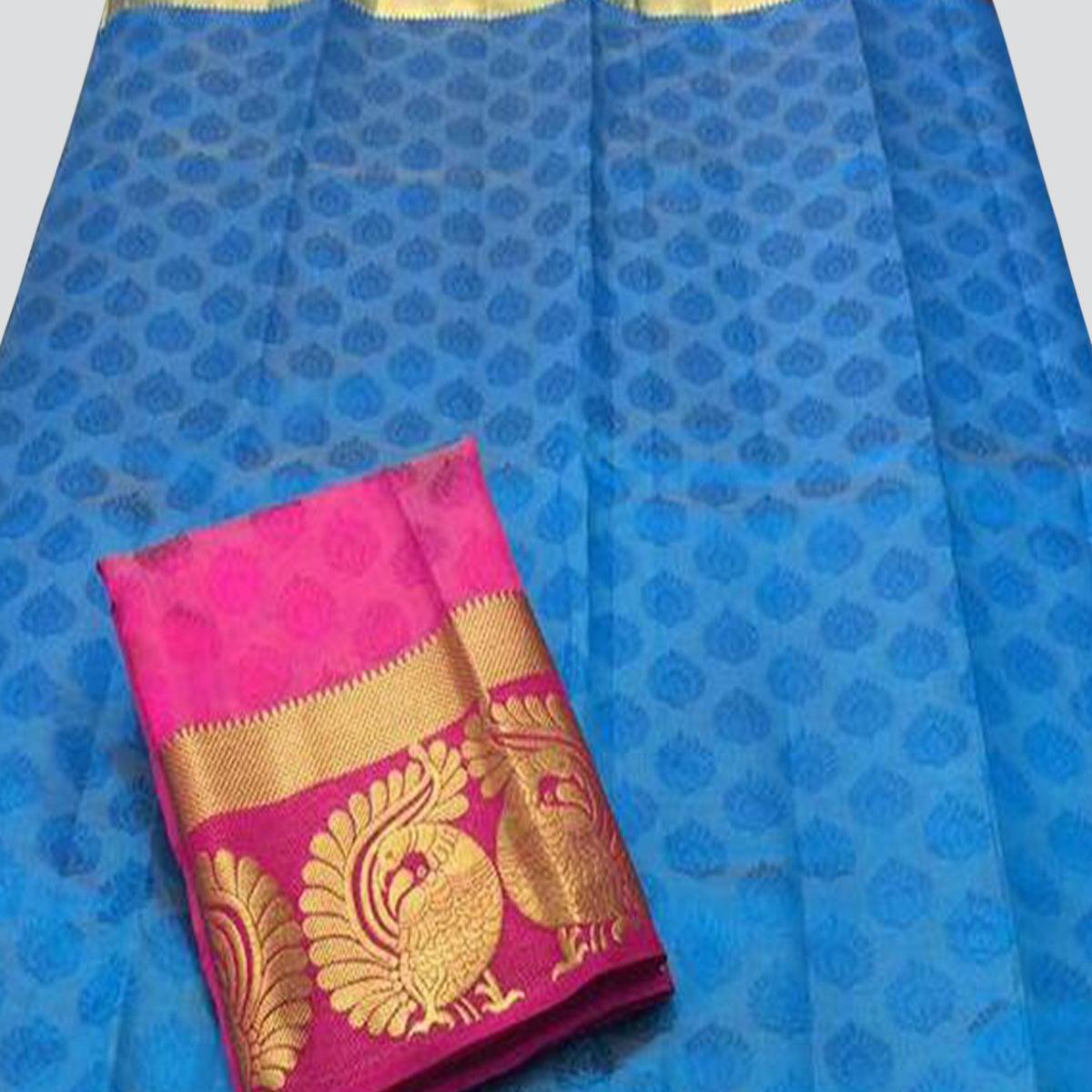 Sky Blue Festive Wear Woven Designer Art silk Saree - Peachmode