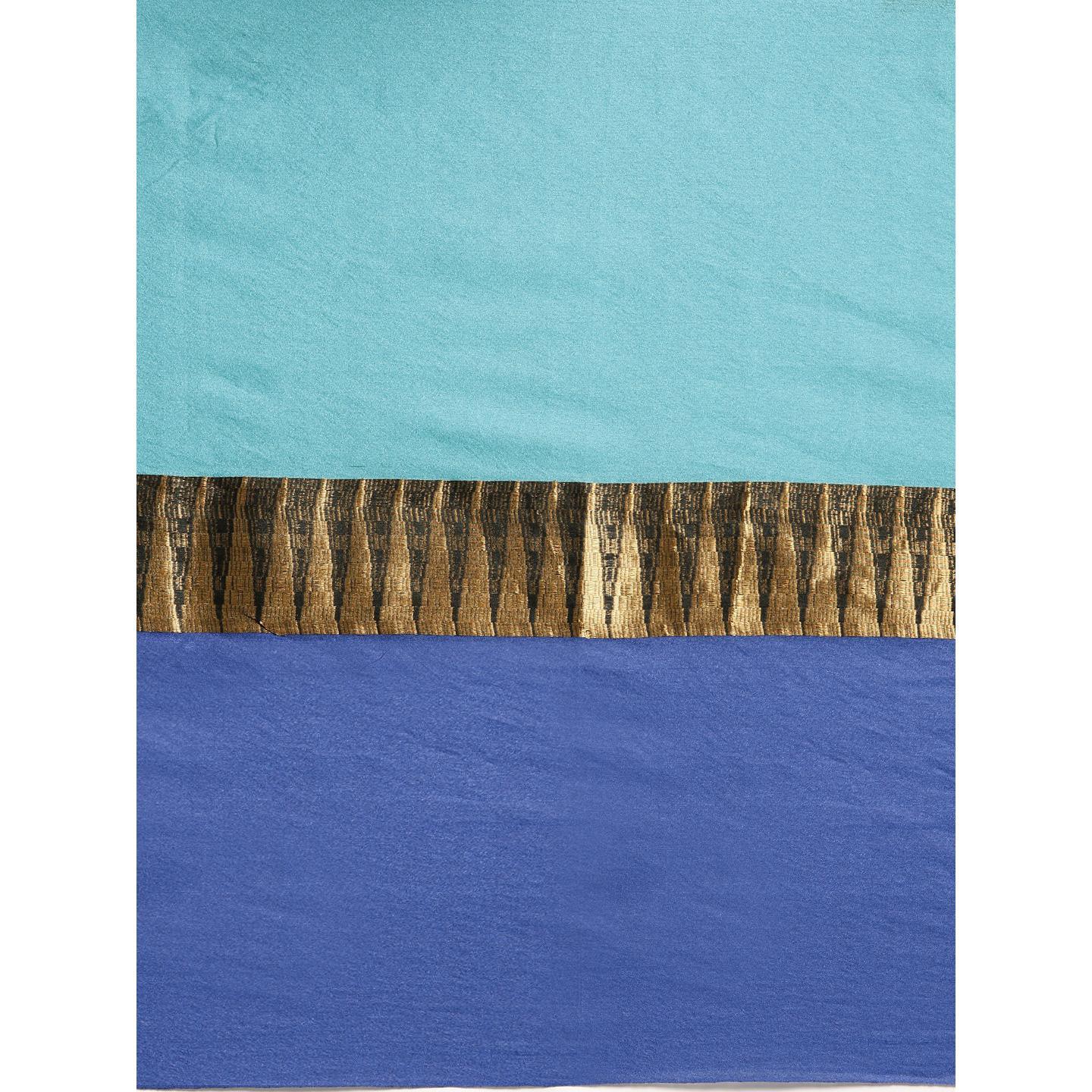 Sky Blue Woven Cotton Silk Saree - Peachmode