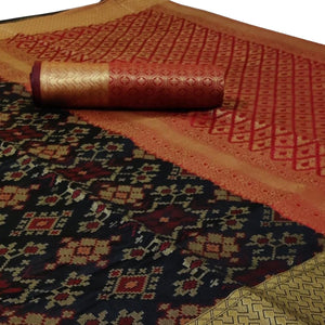 Sophisticated Black Colored Festive Wear Woven Silk Saree - Peachmode