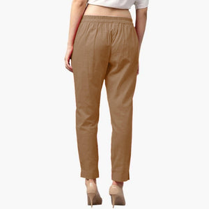 Staring Beige Colored Casual Wear Cotton Pant - Peachmode