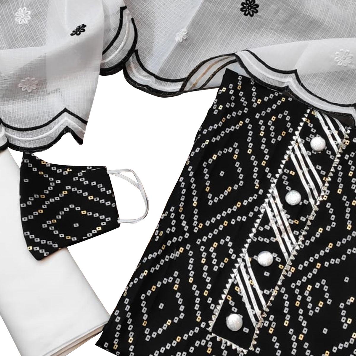Staring Black Colored Casual Wear Printed Cotton Dress Material - Peachmode