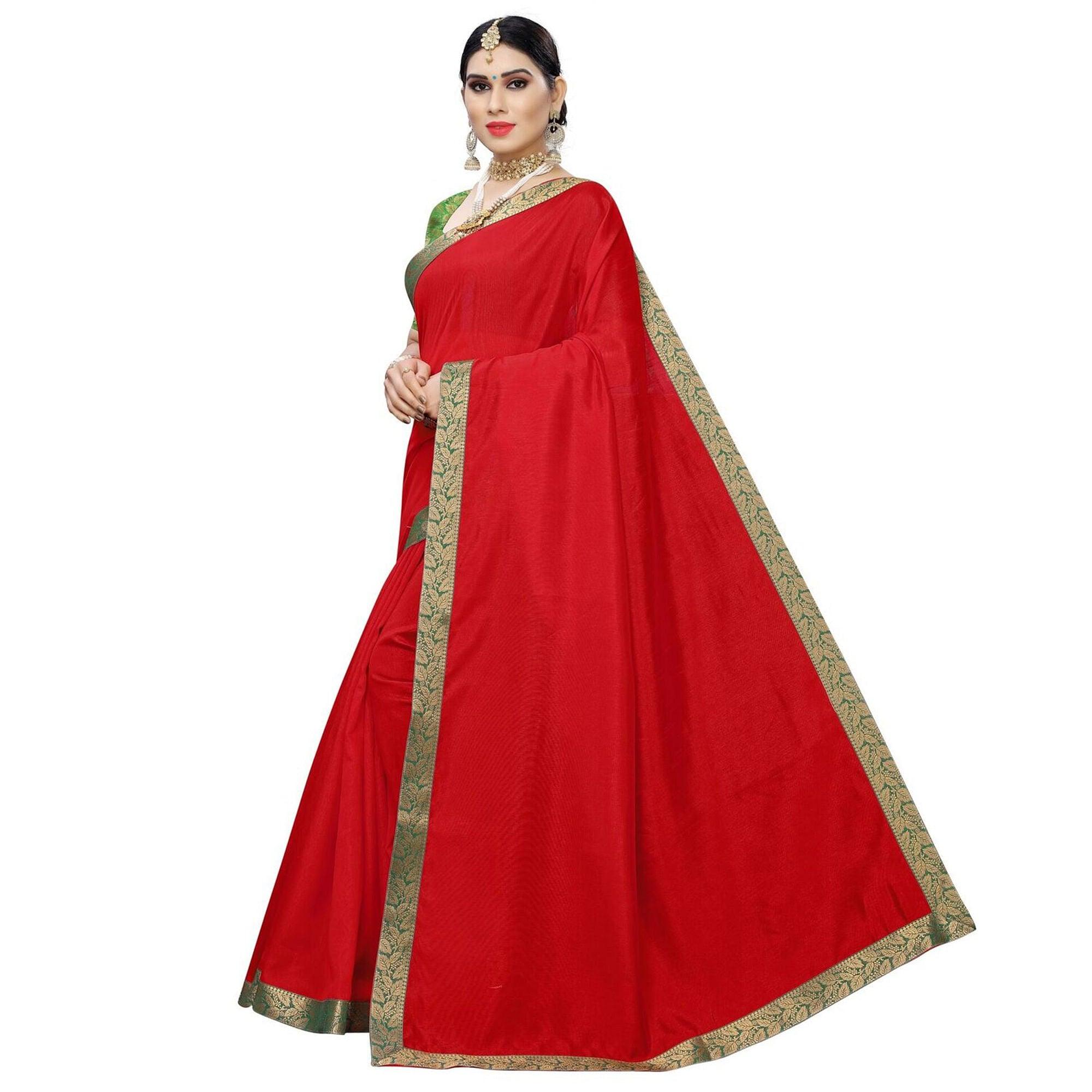 Staring Red-Green Colored Festive Wear Zoya Art Silk Saree - Peachmode