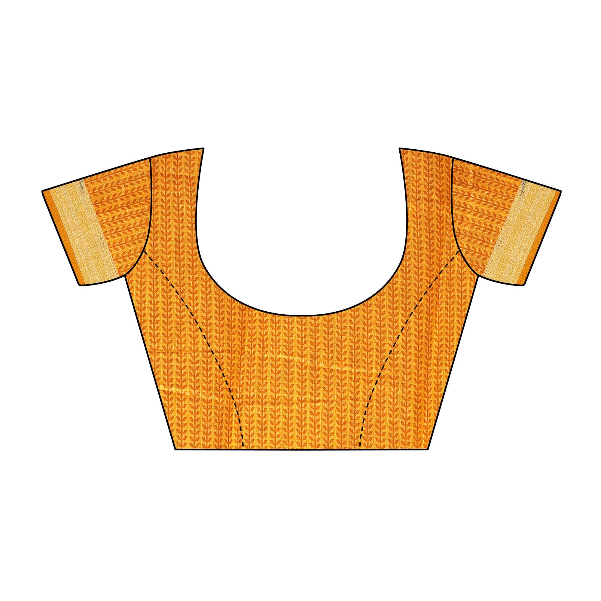 Stunning Black Festive Wear Floral Printed Semi Linen Jari Border Printed Saree - Peachmode