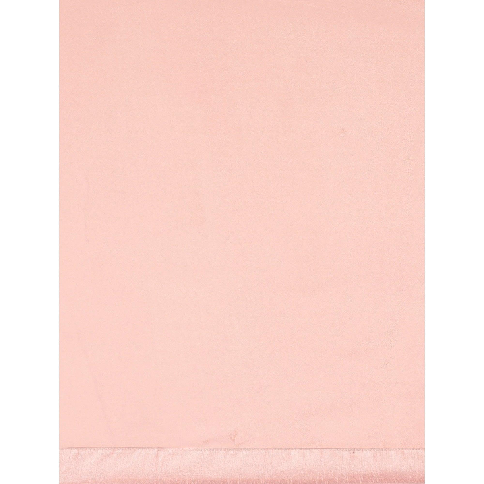 Stunning Peach Colored Partywear Embroidered Organza Saree - Peachmode