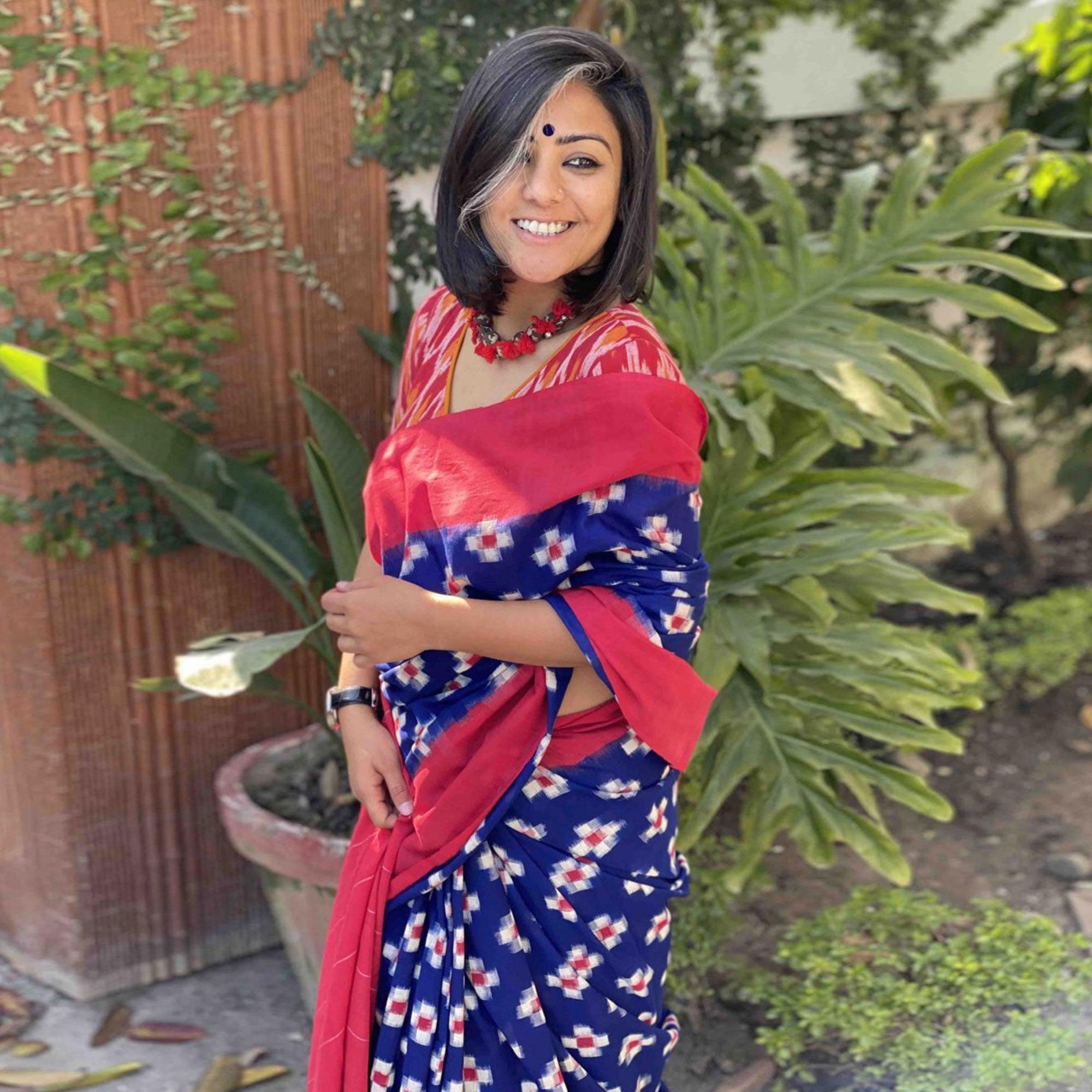 Surpassing Blue Colored Partywear Printed Silk Saree - Peachmode