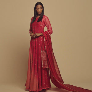 Surpassing Pink Colored Partywear Printed Viscose Gown With Dupatta - Peachmode