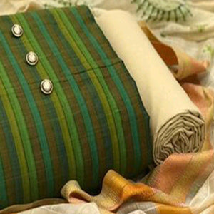 Trendy Green Colored Casual Wear Printed Cotton Dress Material - Peachmode