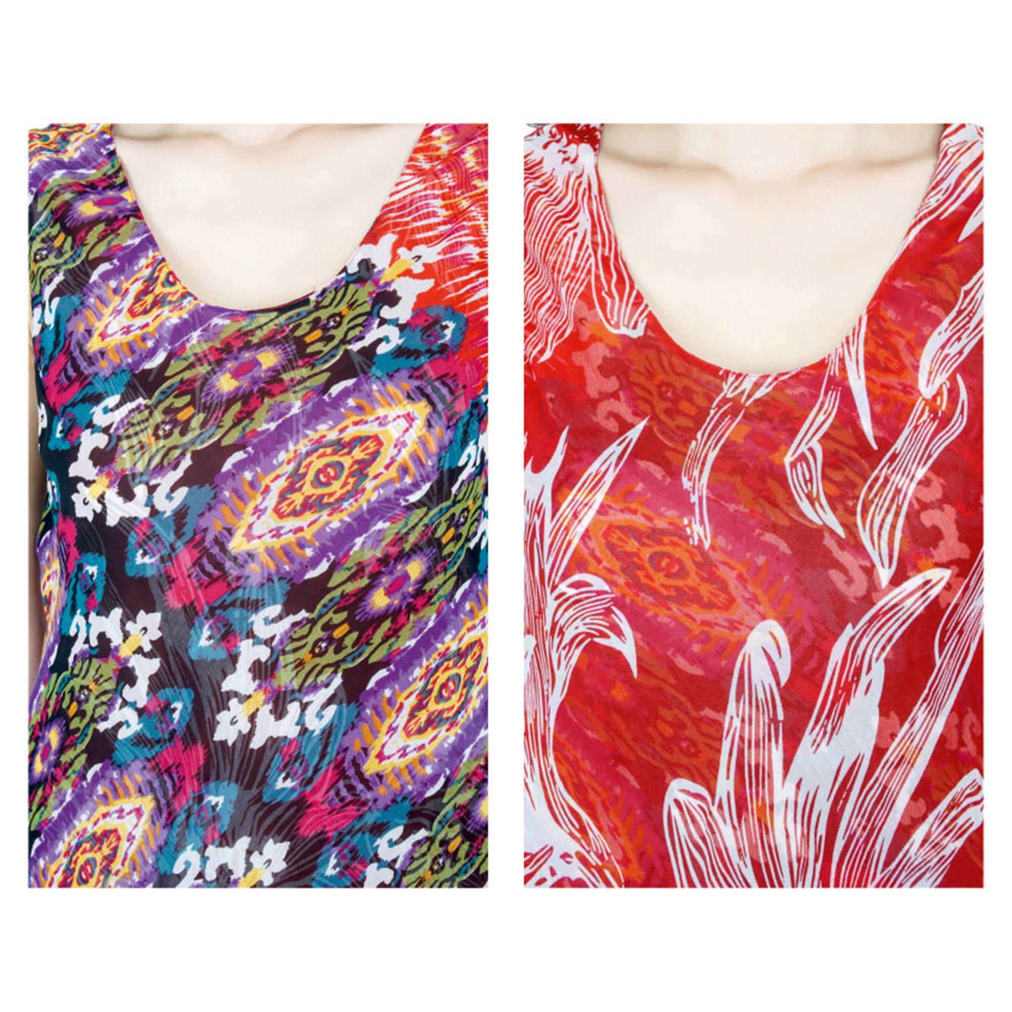 TSM - Red Printed Georgette Reversible Dress - Peachmode