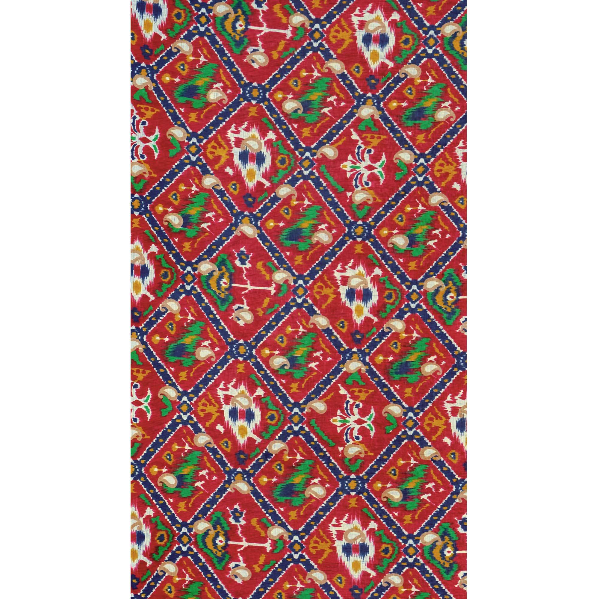 Unique Dark Blue Colored Casual Wear Embroidered Chanderi Dress Material - Peachmode