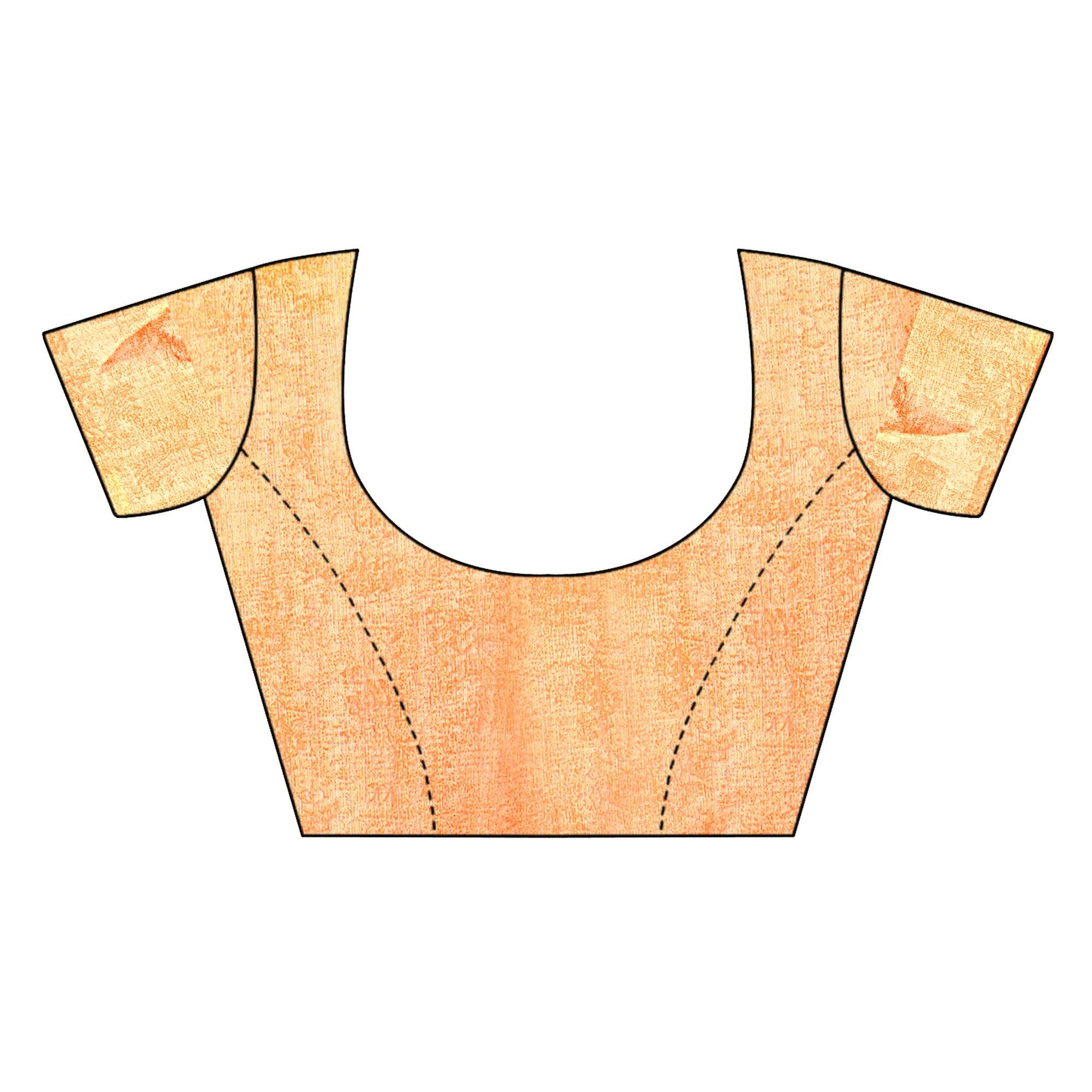 Unique Peach Colored Casual Wear Floral Printed Linen Saree - Peachmode