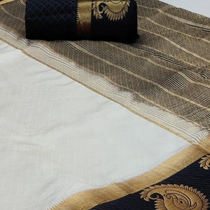 Unique White Coloured Festive Wear Woven Art Silk Saree - Peachmode