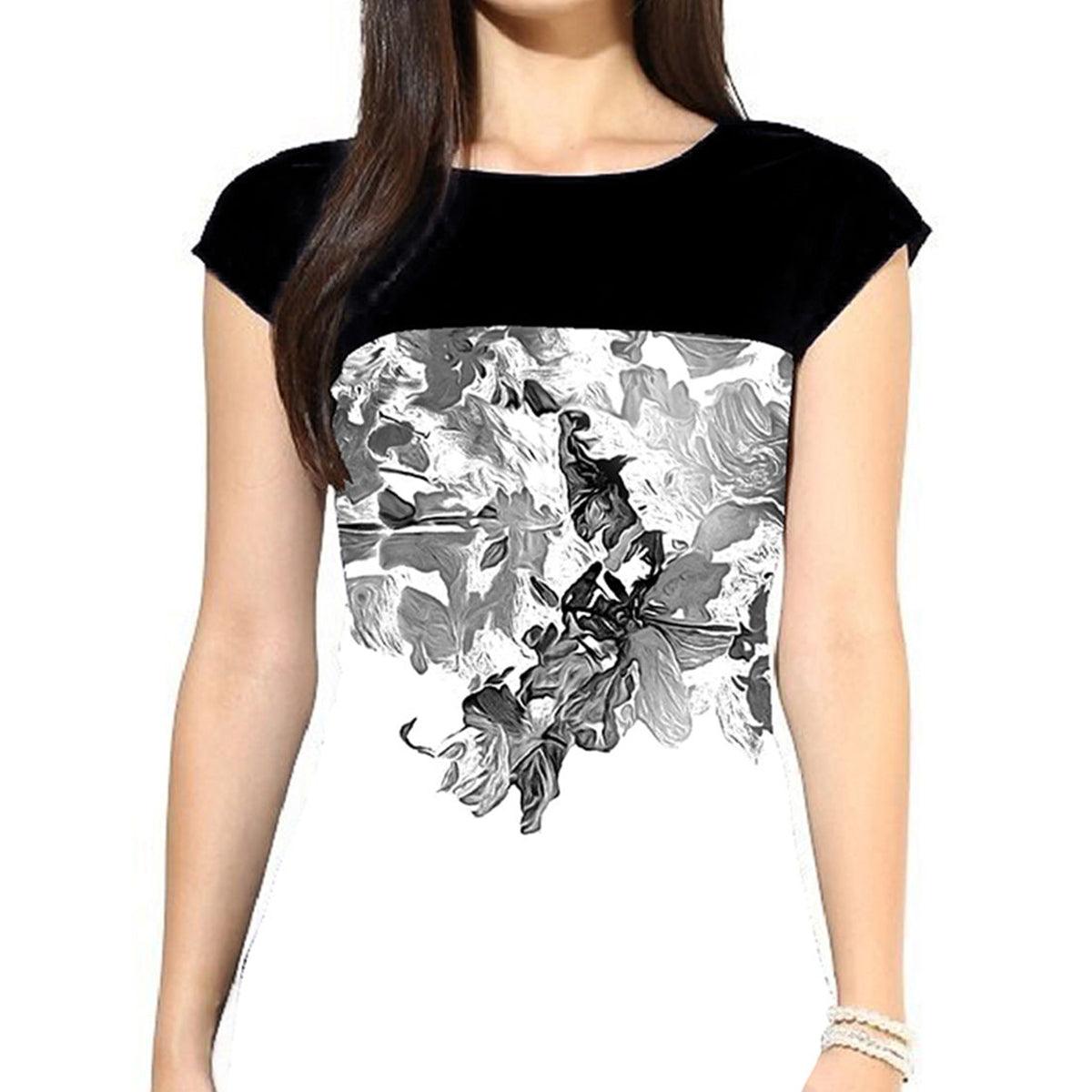 White-Black Colored Casual Printed Kurti - Peachmode