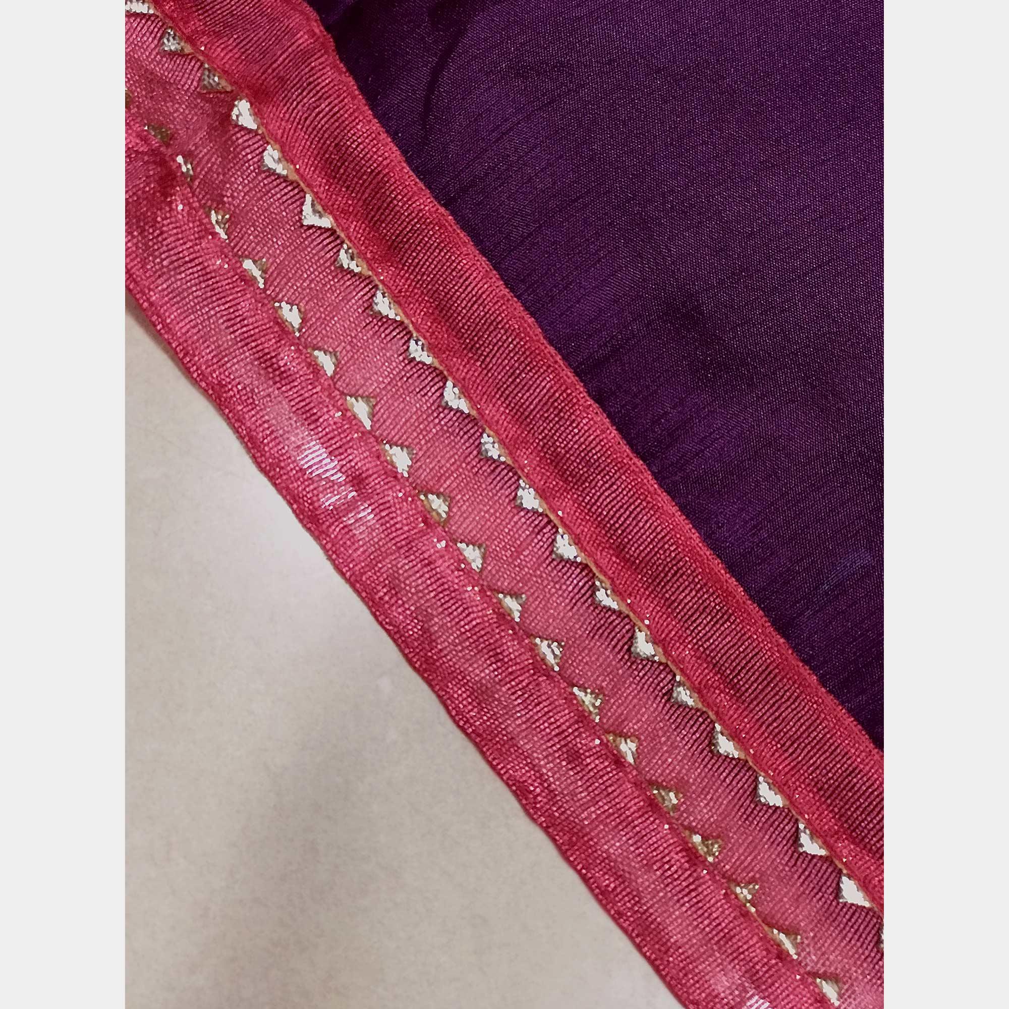 Wine Batik Printed Art Silk Dress Material - Peachmode